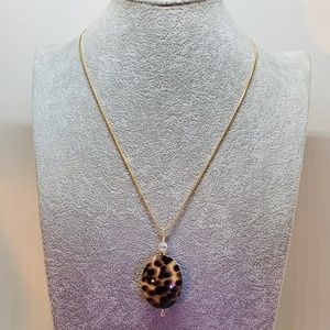 Wire Wrapped Leopard Cowrie Shell Pendant Necklace
